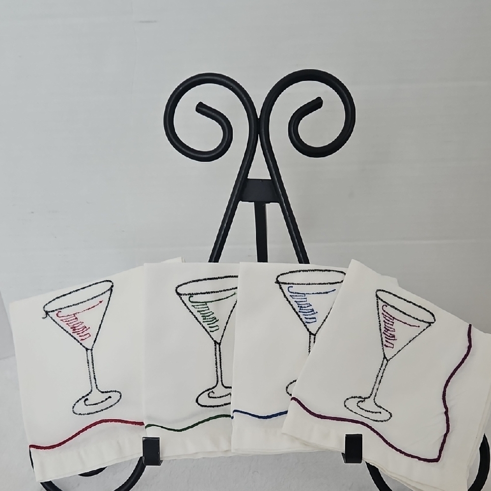 Pier 1 Cocktail Martini Elegant Embroidered Napkins - Set of12
